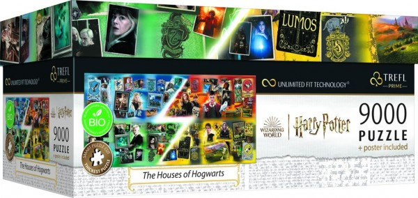 Puzzle Harry Potter Domy na Rokforte 9000 dielikov + plagát v krabici 45x24x21cm
