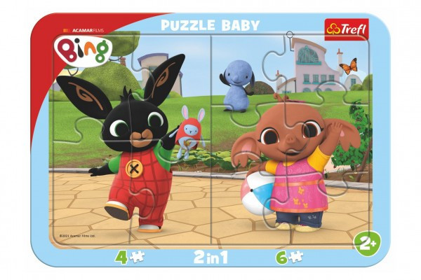 Puzzle doskové 2v1 Zajačik Bing 10 dielikov 33x23cm vo fólii 24m+