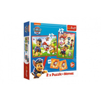 Puzzle 2v1 + pexeso Psí tým Tlapková patrola/Paw Patrol 27,5x20,5cm v krabici 28x28x6cm