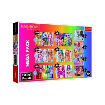 Puzzle 10v1 Kolekcia módnych bábik/Rainbow high v krabici 40x27x6cm
