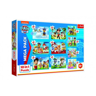 Puzzle Paw Patrol Tlapková Patrola 10v1 Spolehlivý tým v krabici 40x27x6cm