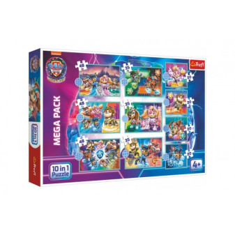 Puzzle 10v1 Šťastný deň psov Tlapková Patrola / Paw Patrol v krabici 40x27x6cm