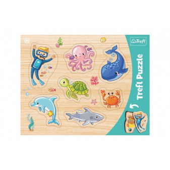 Vkladačka/Puzzle doskové obrysové zvieratká morský svet 37x29cm vo fólii