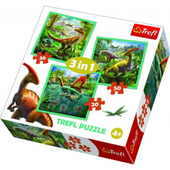 Puzzle 3v1 Svet Dinosaurov 20x19, 5cm v krabici 28x28x6cm
