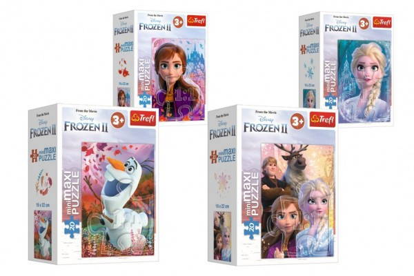 Minipuzzle miniMaxi 20 dielikov Ľadové kráľovstvo II/Frozen II 4 druhy v krabičke 11x8x4cm 24ks vb