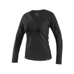 Tričko CXS MARY, dámske, výstrih do V, dlhý rukáv, čierna, vel. 3XL