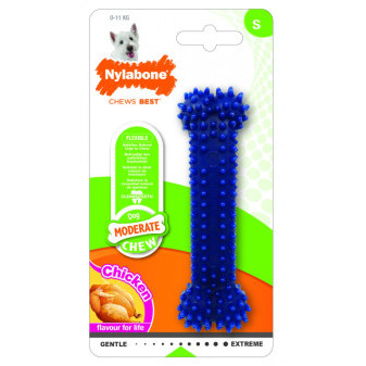 Nylabone hračka Moderate kosť príchuť kura, modrá S