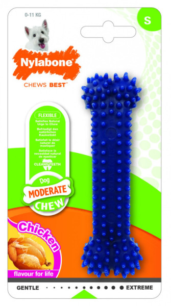 Nylabone hračka Moderate kosť príchuť kura, modrá S