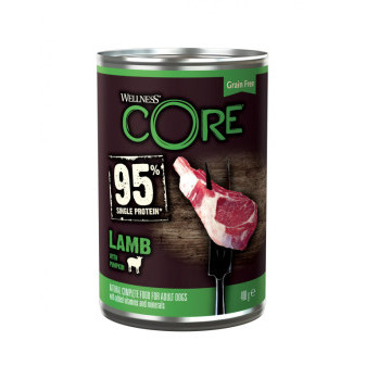 Konzerva Wellness Core Dog 95% Protein Adult jahňacie s tekvicou 400g
