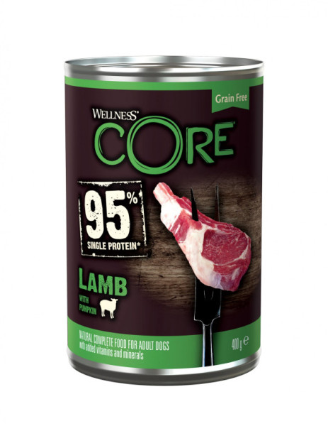 Konzerva Wellness Core Dog 95% Protein Adult jahňacie s tekvicou 400g