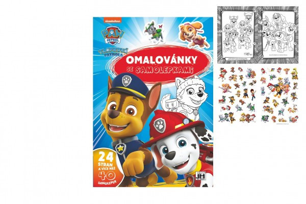 Omaľovánky so samolepkami A4 Paw Patrol/Tlapková patrola 21x30cm