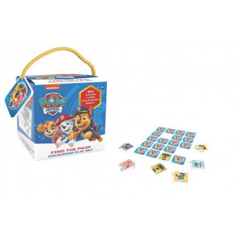 Pexeso na cesty s omaľovánkami Tlapková patrola / Paw Patrol v krabičke 12x12cm