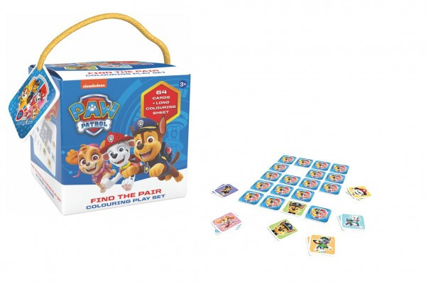 Pexeso na cesty s omaľovánkami Tlapková patrola / Paw Patrol v krabičke 12x12cm
