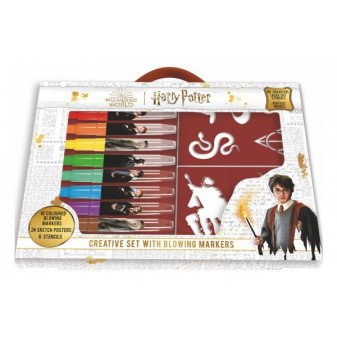 Kreatívna sada fixy fúkacie 10ks so šablónami Harry Potter v krabici 38x28cm