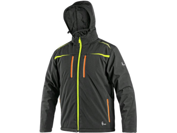 Bunda CXS NORFOLK, zimná, pánska, čierna s HV žlto/oranžovými doplnkami, vel. 2XL
