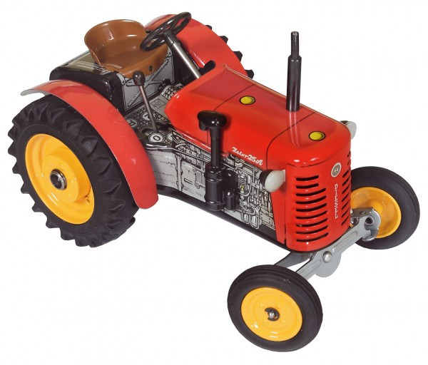 Traktor Zetor 25A červený na kľúčik kov 15cm 1:25 v krabičke Kovap
