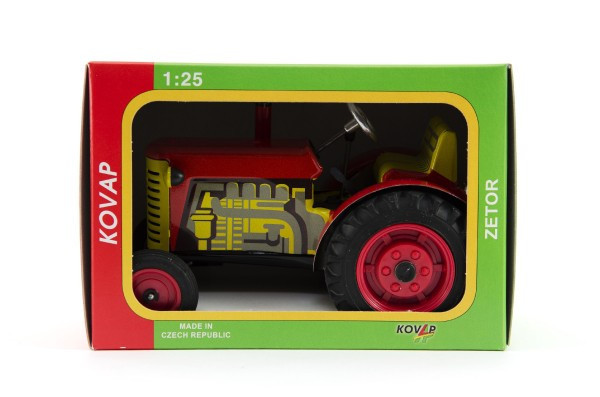 Traktor Zetor červený na kľúčik kov 14cm 1:25 v krabičke Kovap