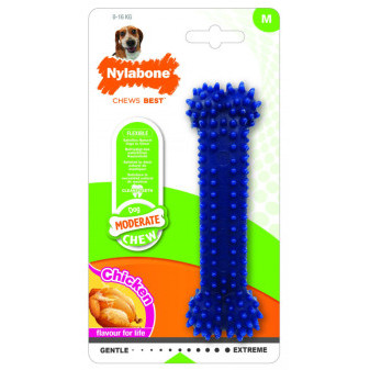 Nylabone hračka Moderate kosť príchuť kura, modrá M