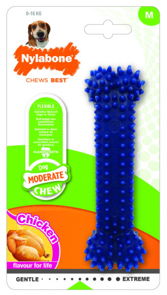 Nylabone hračka Moderate kosť príchuť kura, modrá M