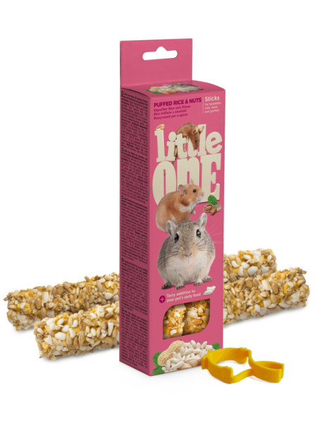 Little One tyčinky pre hlodavce s fúkanými burizónmi a orechmi 2x55g