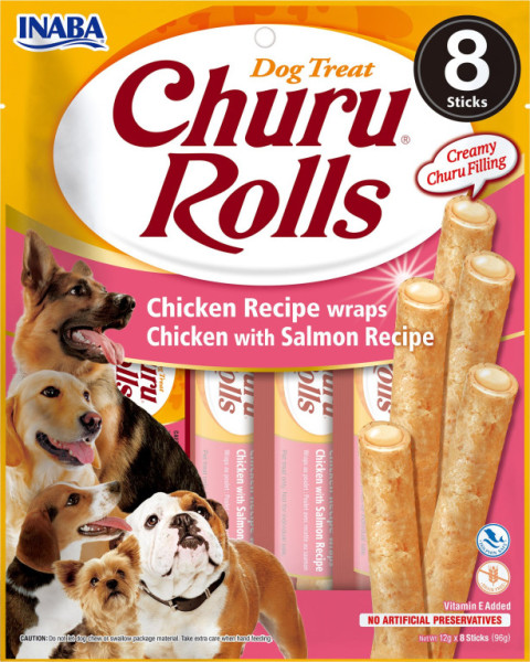 Churu dog Rolls - kura, losos 96g