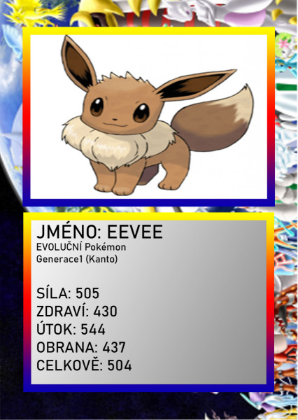 3D figúrka pokemona: Eevee Hráčska karta