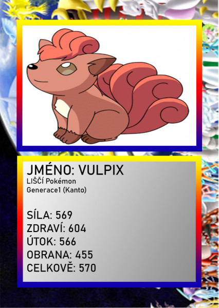 3D figúrka pokemona: Vulpix Hráčska karta