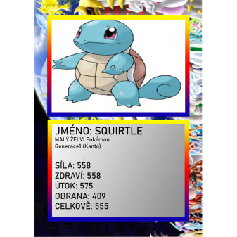 3D figúrka pokemona: Squirtle Hráčska karta