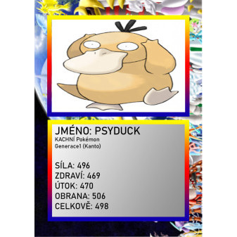 3D figurka pokemona: Psyduck Hráčská karta