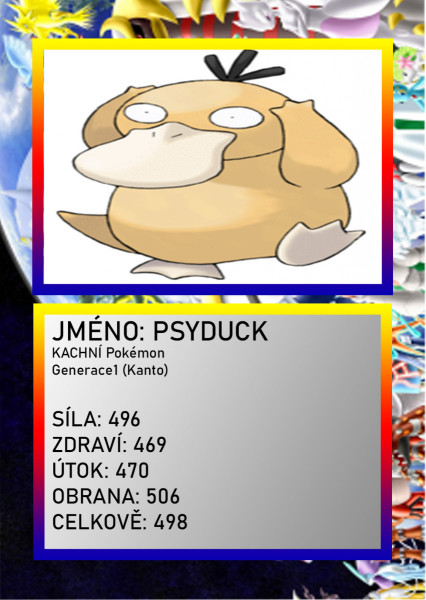 3D figurka pokemona: Psyduck Hráčská karta