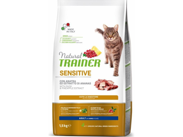 TRAINER Natural Cat SENSITIVE kačica 1,5kg