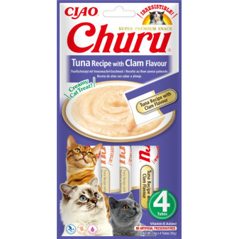 Churu cat mäsové pyré - tuniak, mušle 56g