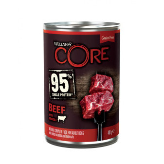 Konzerva Wellness Core Dog 95% Proteín Adult hovädzie s brokolicou 400g