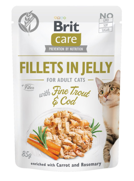Kapsička Brit Care Cat Filety v Jelly with Fine Trout & Cod 85 g