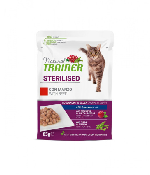 Vrecko Trainer Natural CAT SP. STER. hovädzie 85g