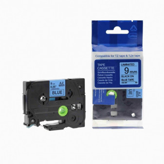 Alternatívna páska Brother TZ-521 / TZe-521, 9mm x 8m, čierna tlač / modrý podklad