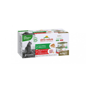 Almo Nature HFC Made In Italy multipack šunka so syrom/grilovaná morka 4x70g
