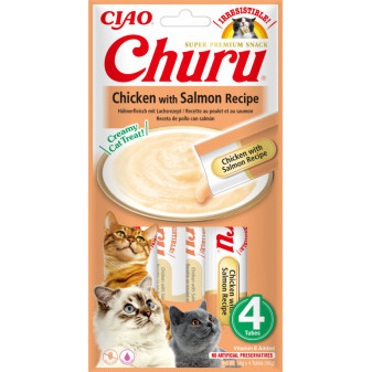 Churu cat mäsové pyré - kura, losos 56g