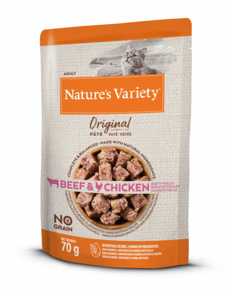 Kapsička Nature´s variety original pre mačky s hovädzím a kuraťom 70g