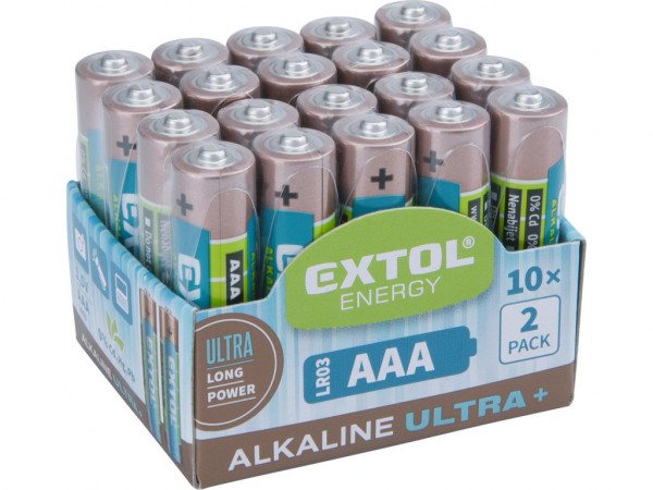 baterie alkalické, 20ks, 1,5V AAA (LR03)