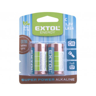 baterie alkalické, 2ks, 1,5V C (LR14)