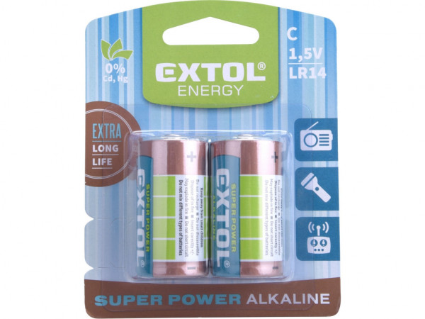 baterie alkalické, 2ks, 1,5V C (LR14)