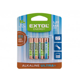 baterie alkalické, 4ks, 1,5V AAA (LR03)