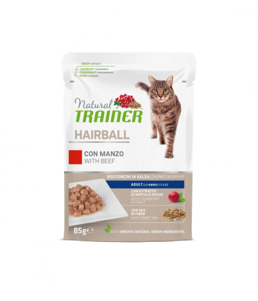 Vrecko Trainer Natural CAT SP. HAIRBALL hovädzie 85g