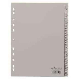 Plastové rozlišovače Durable - A4, šedé, súprava 1-31 152.602