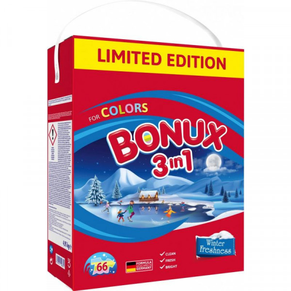 Bonux prací prášok 66 pracích dávok Color WinterFresh Box