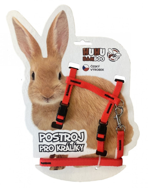 HUHUBAMBOO set postroj + vodítko KRÁLIK, červený