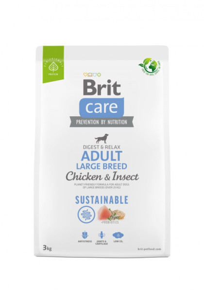 Brit Care Dog Sustainable Adult Large Breed - kuracie a insecty, 3kg
