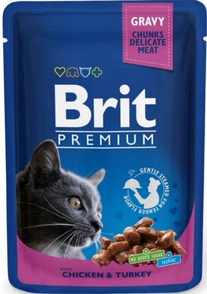 Kapsička Brit Cat Premium Pouches kura + morka 100g