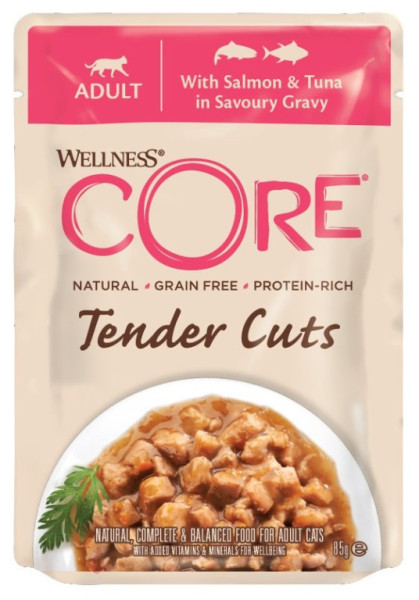 Kapsička Wellness Core Cat Tender losos a tuniak v omáčke 85g